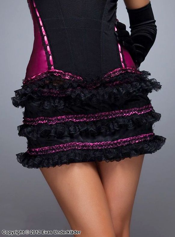 Mini skirt, lace ruffles
